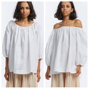 EUC Miranda Bennett Studio Cassatt Cassat Casatt Top white linen